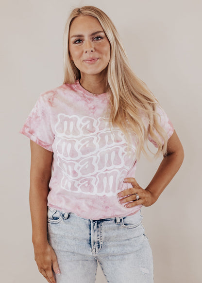 Curvy MAMA Tee *Pink Tie Dye (S-3X)
